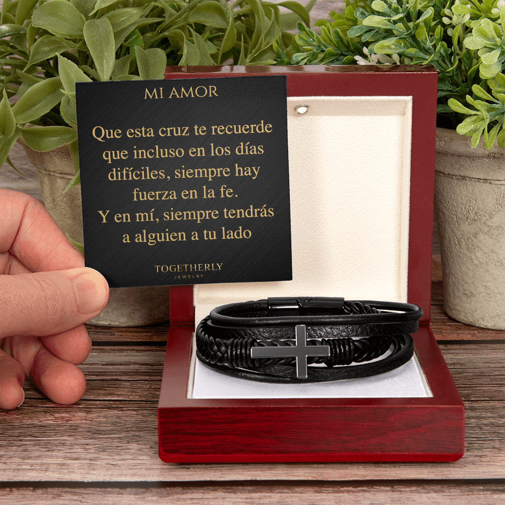 Pulsera de Cuero Cruzada - Mi Amor