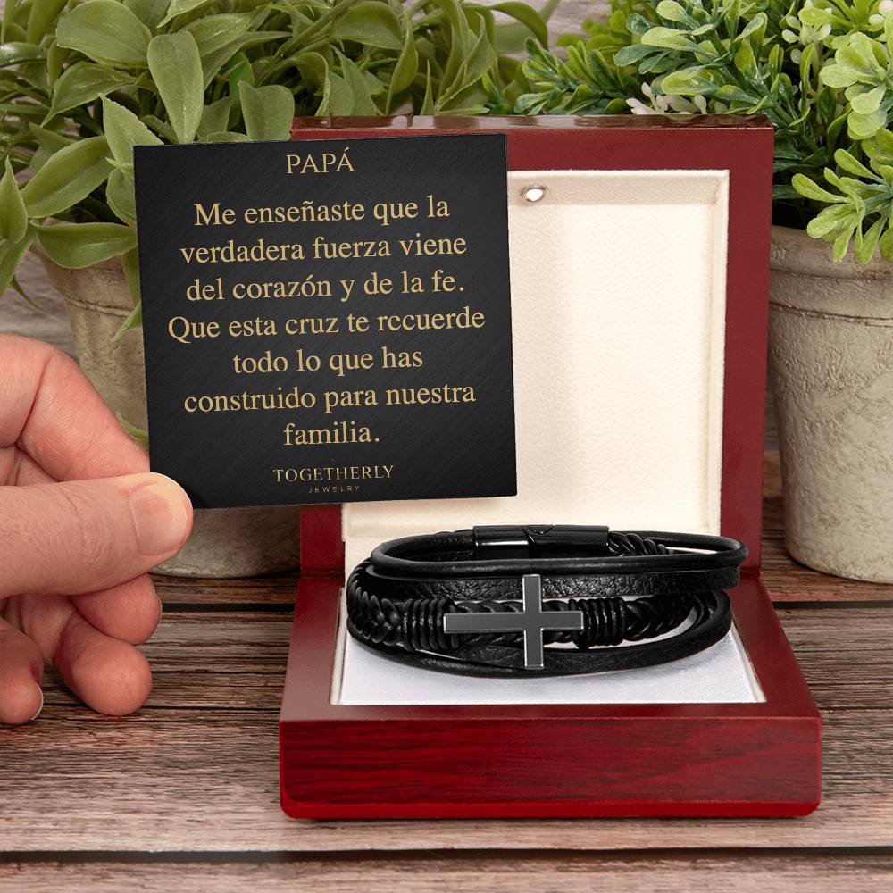 Pulsera de Cuero Cruzada - Papá