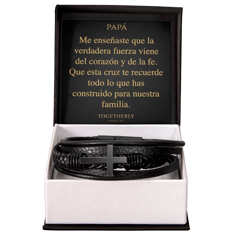 Pulsera de Cuero Cruzada - Papá