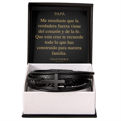 Pulsera de Cuero Cruzada - Papá