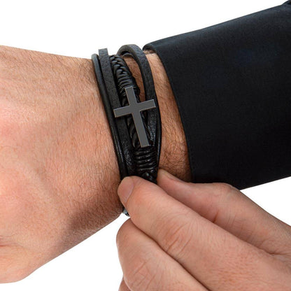 Pulsera de Cuero Cruzada -  Mi Amor