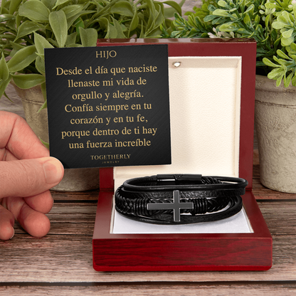 Pulsera de Cuero Cruzada -Hijo