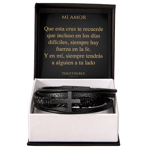 Pulsera de Cuero Cruzada -  Mi Amor