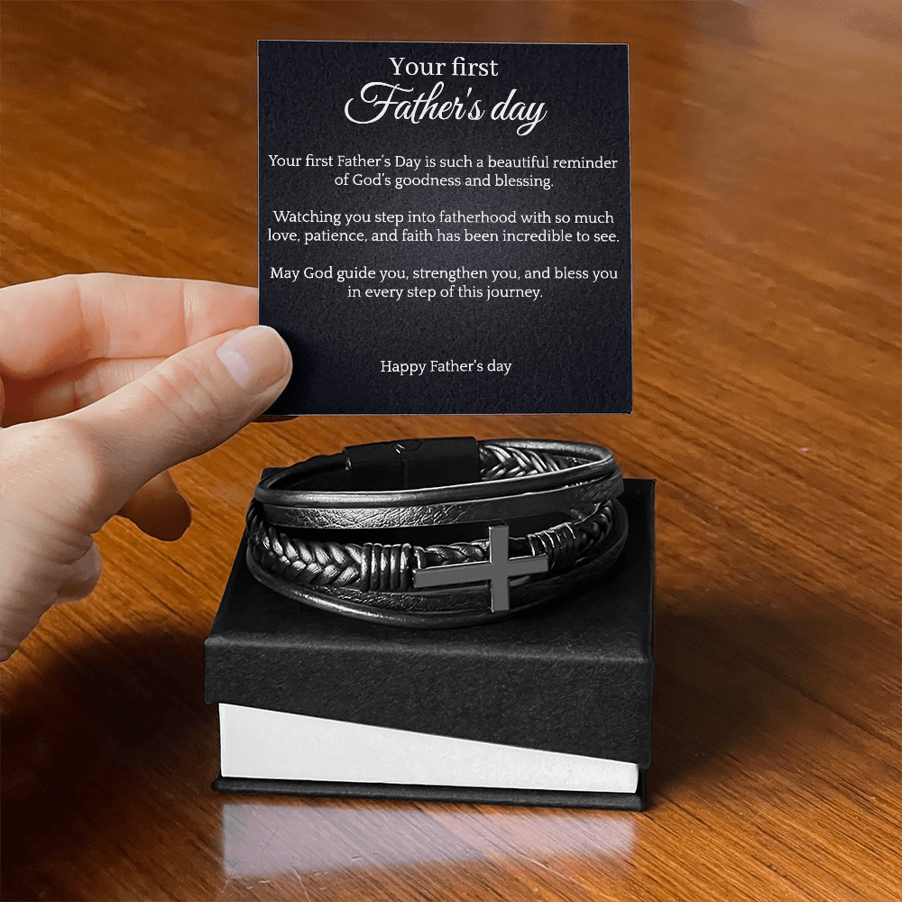 Cross Leather Bracelet - First Father's day