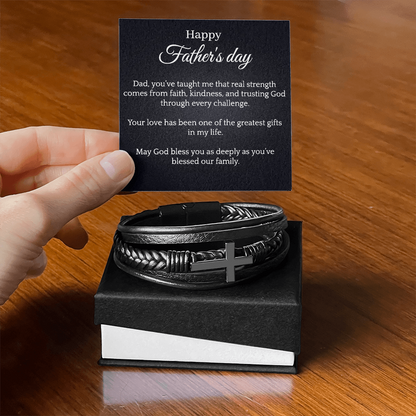 Cross Leather Bracelet - Happy Father's day