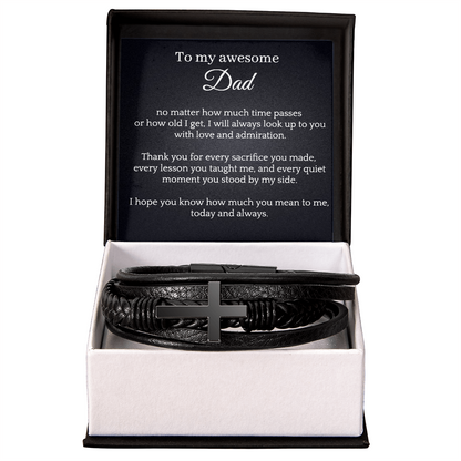 Cross Leather Bracelet - My awesome Dad