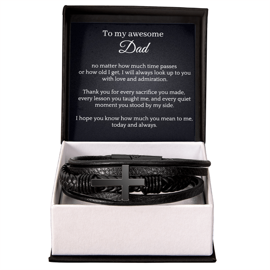 Cross Leather Bracelet - My awesome Dad