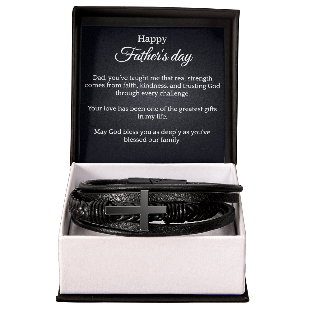 Cross Leather Bracelet - Happy Father's day