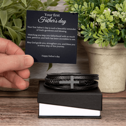 Cross Leather Bracelet - First Father's day