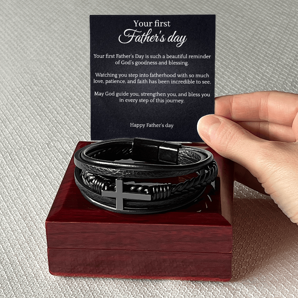 Cross Leather Bracelet - First Father's day