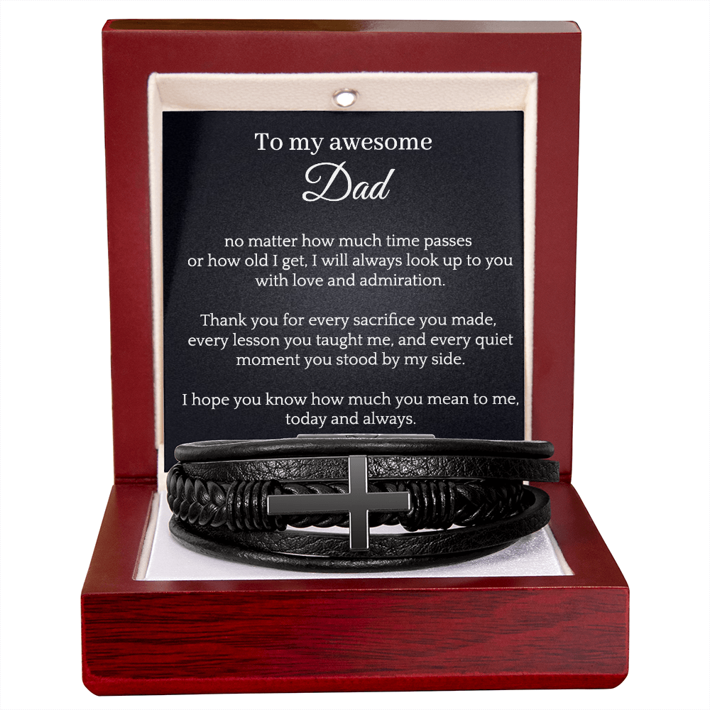 Cross Leather Bracelet - My awesome Dad
