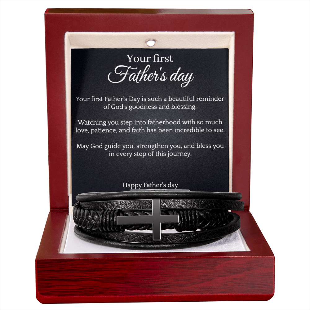 Cross Leather Bracelet - First Father's day